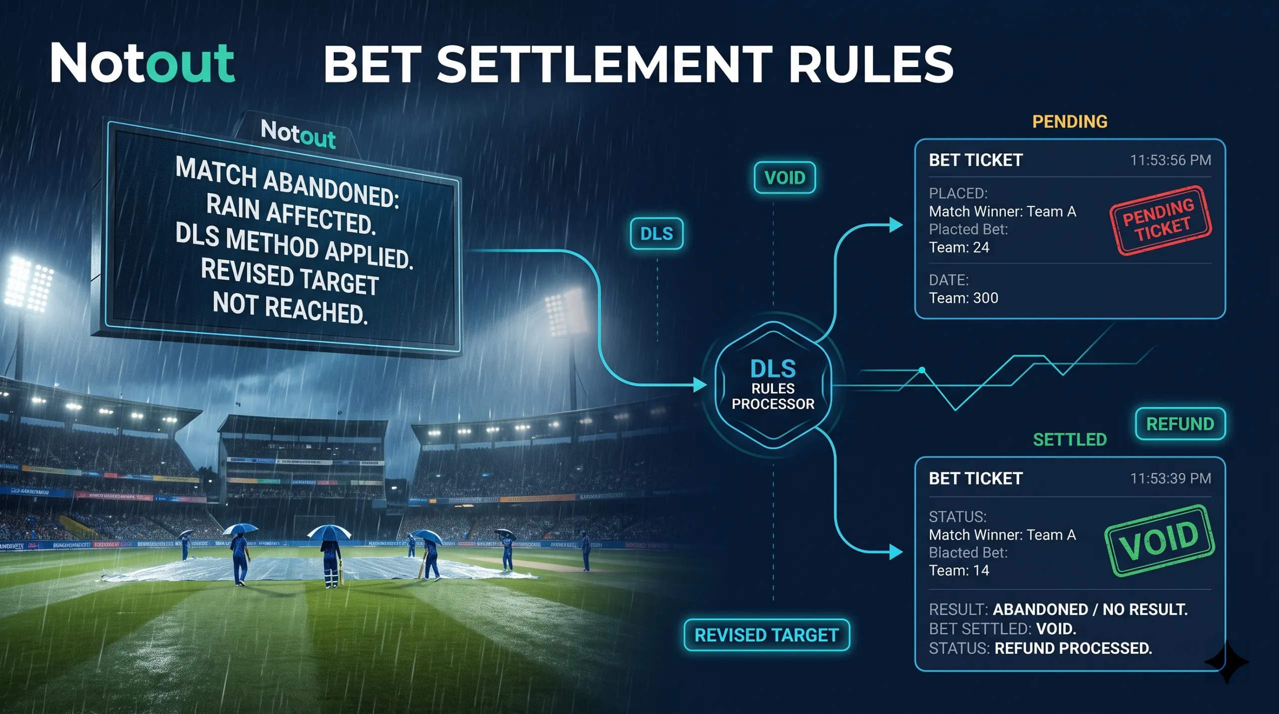 Notout bet settlement